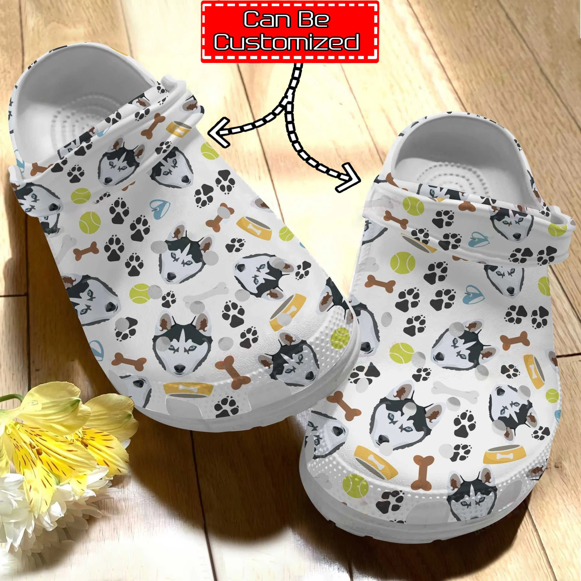 Aniamal Dog Husky Stuff Pattern Clogs Crocs
