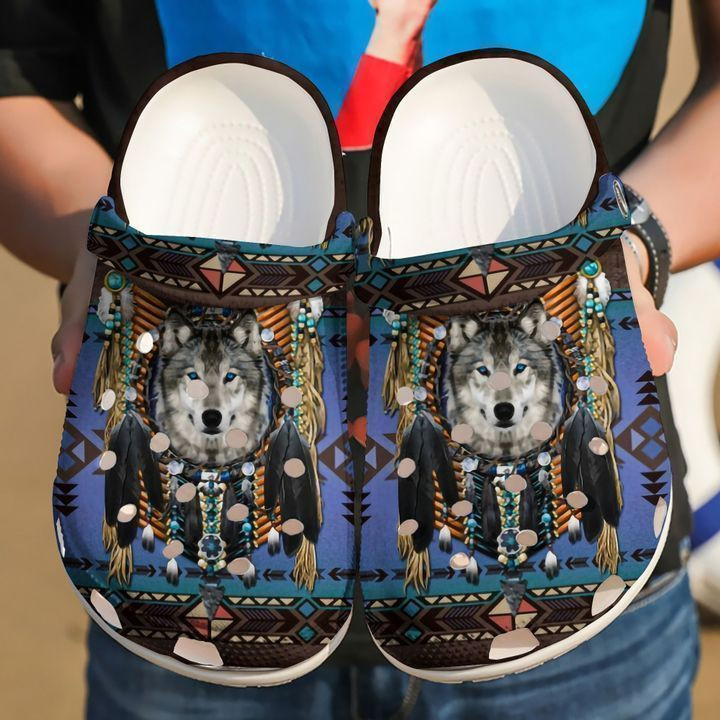Native American Wolf Art Crocs Spiritual Pattern Classic Clogs For Men & Women