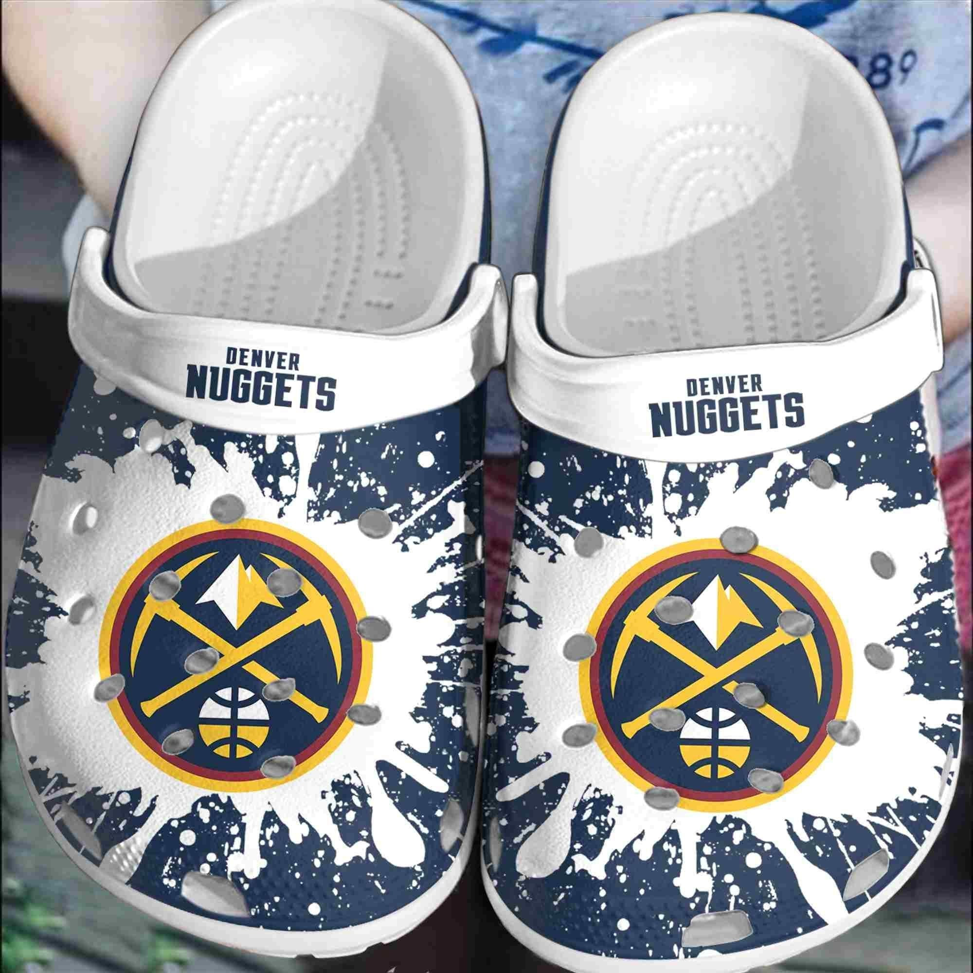 Denver Nuggets Nba Team Crocs Blue & Gold Basketball Clogs For Fans