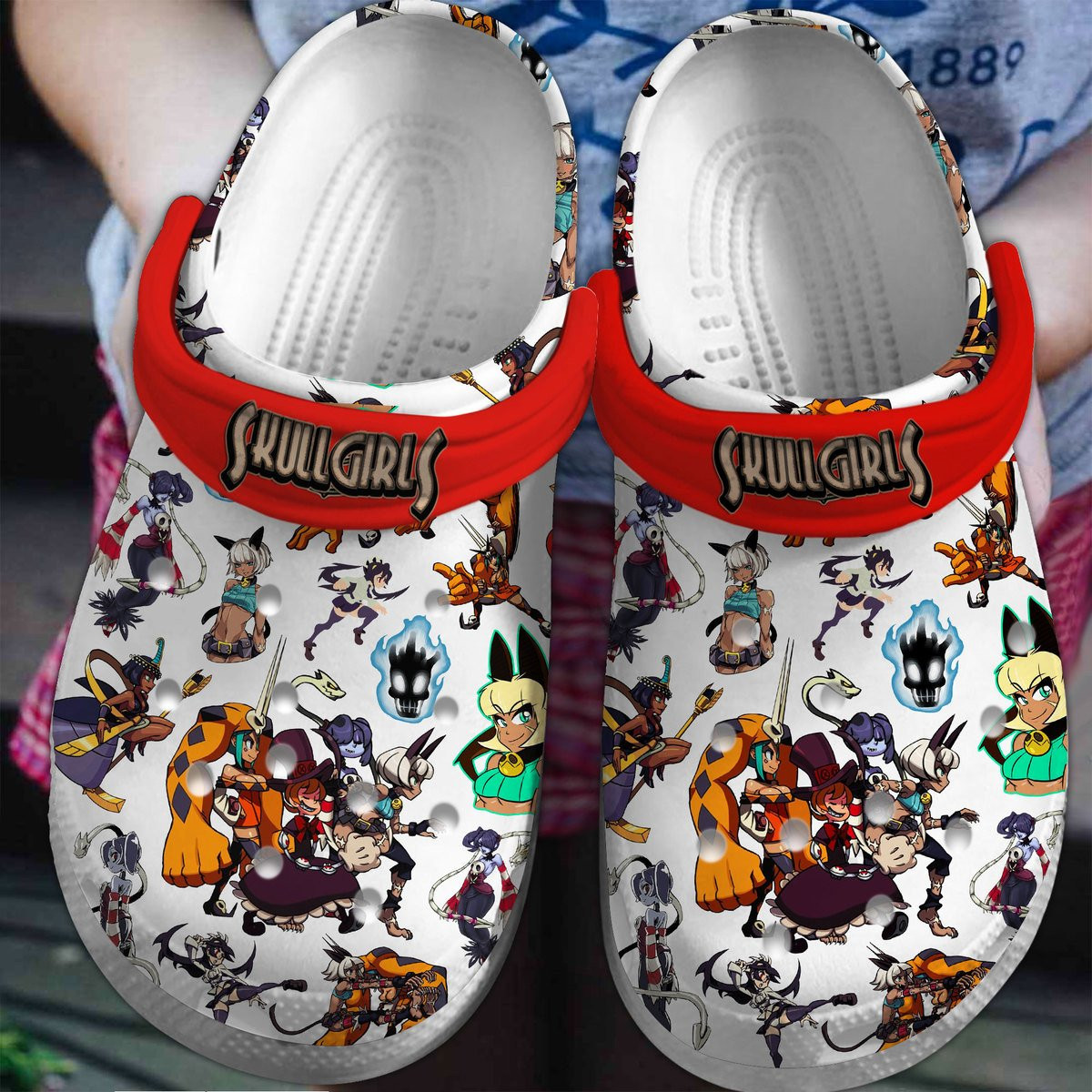 Skullgirls Game Anime Style Pink Crocs