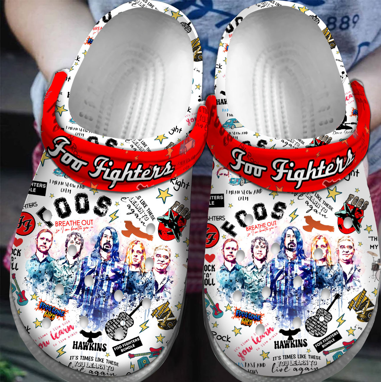 Foo Fighters Rock Music Retro Style Crocs