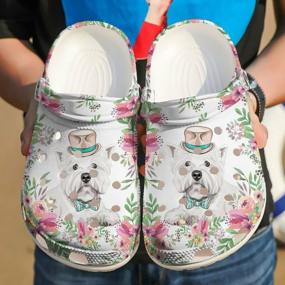 Westie Hipster Floral Dog Lover Crocs