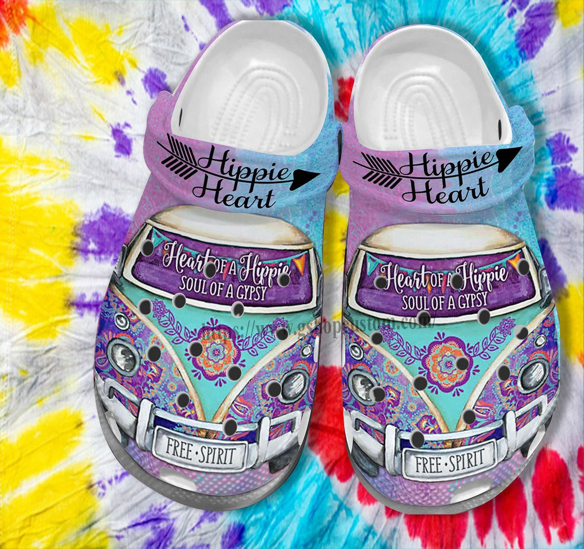 Hippie Heart Crocs Style Clogs Free Spirit Gift