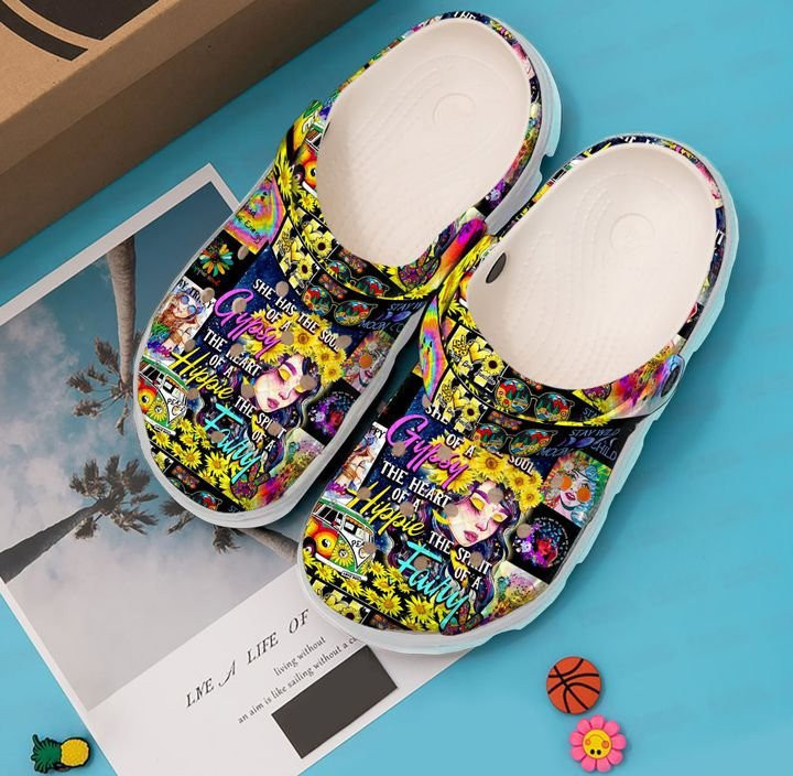Hippie Girl Clogs Colorful Crocs Style Gift For Women And Men