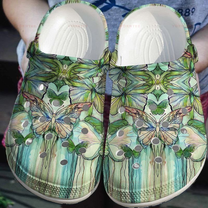 Butterfly Green Nature Clogs Rubber Crocs Style