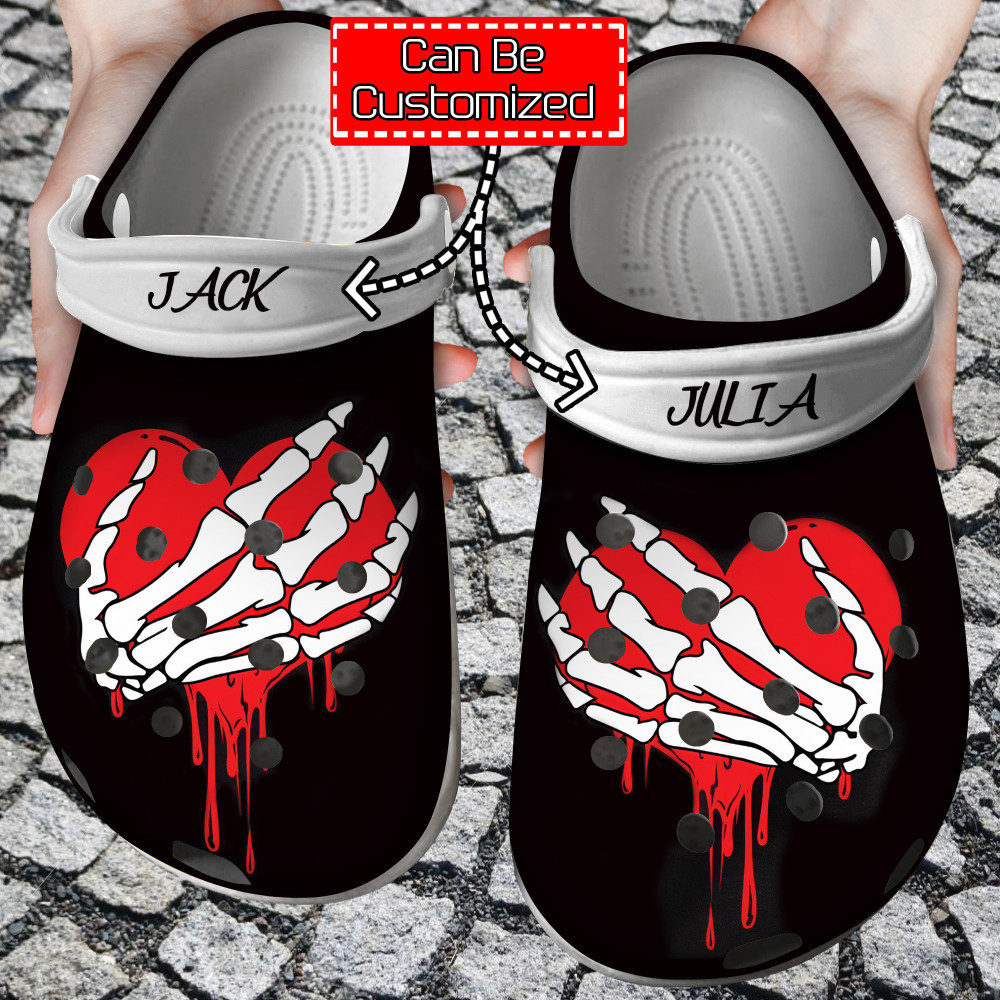 Personalized Valentine Skeleton Boob Hands Clogs Shoes Classic Crocs-Style Clogs