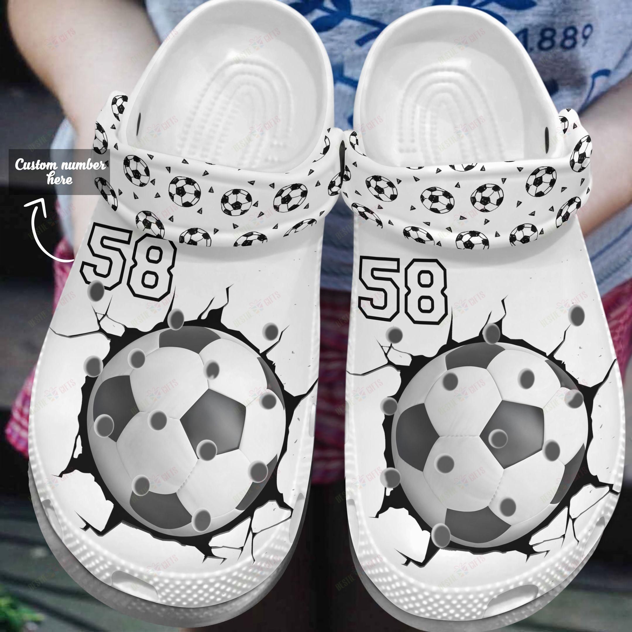 Soccer Personalized Crocs Classic Clog Whitesole Soccer Lover Shoes