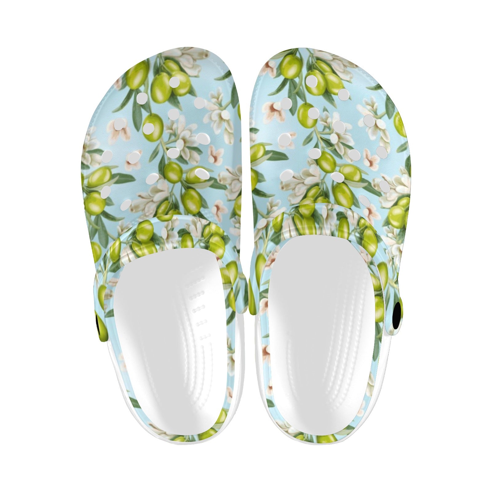 Elegant Olive Floral Print Unisex Clogs Shoes Crocs