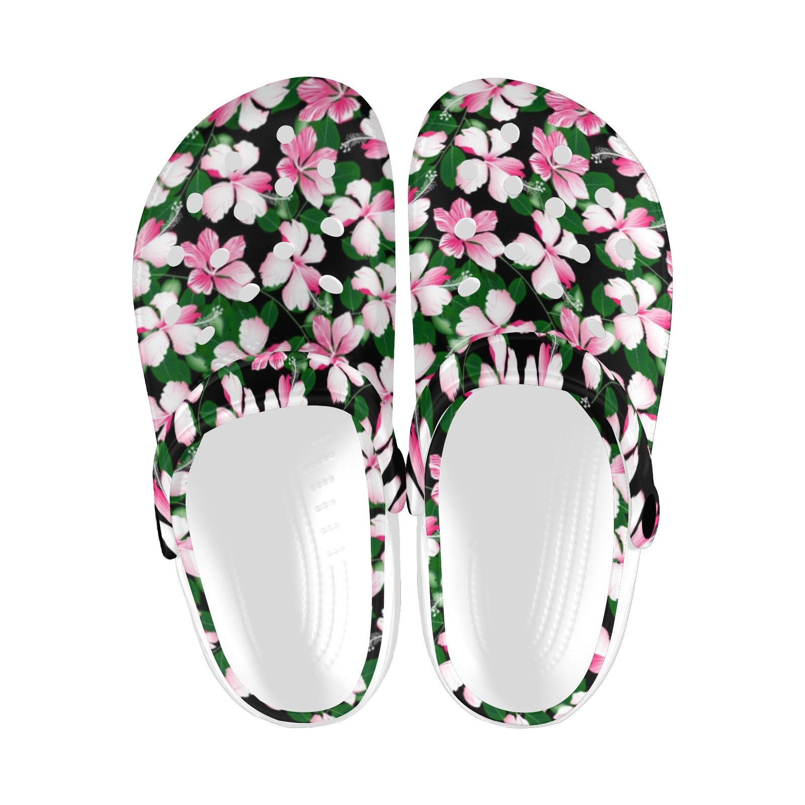 Hibiscus Pink Flower Hawaiian Print Unisex Clogs Shoes Crocs