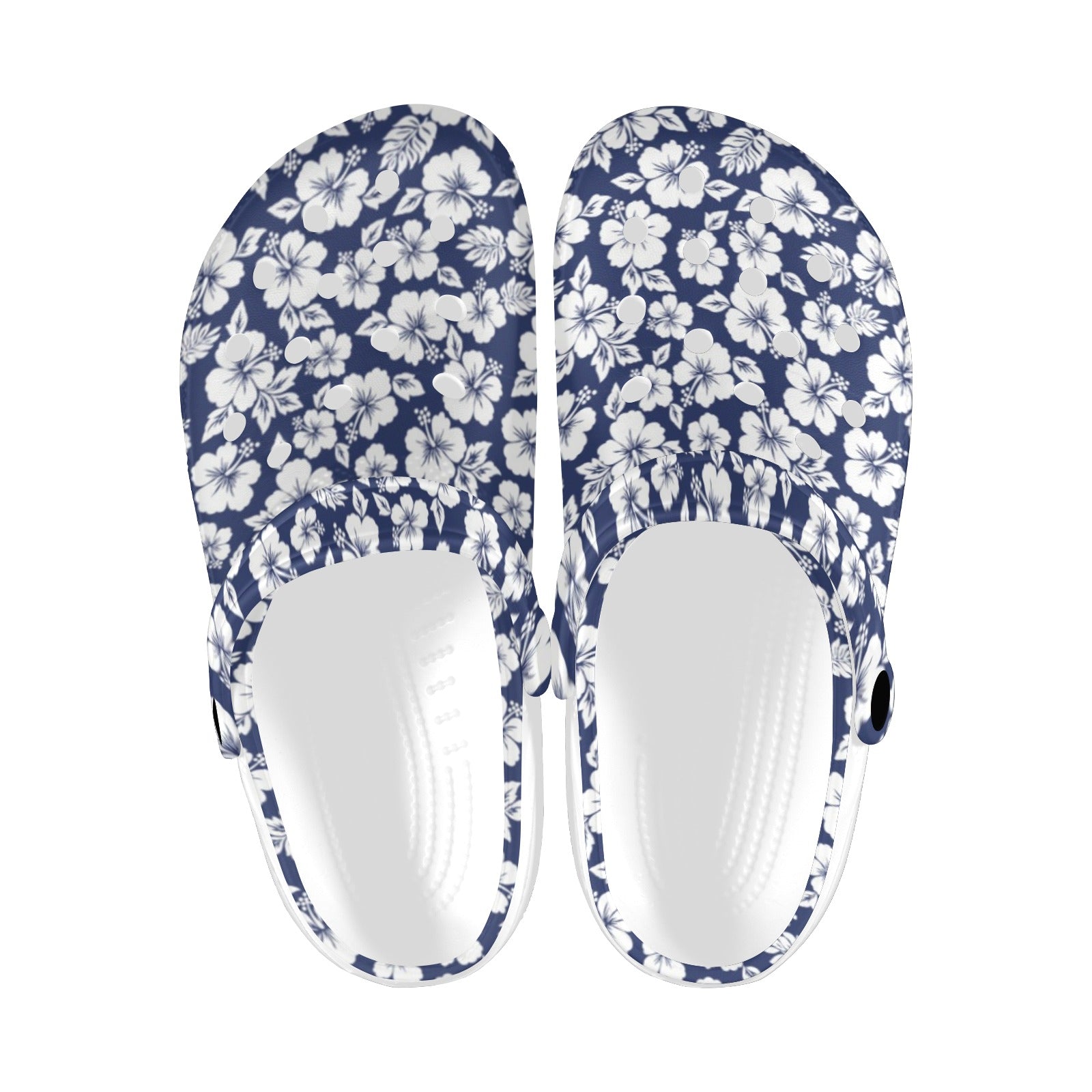 Hibiscus Blue Hawaiian Flower Style Unisex Clogs Shoes Crocs