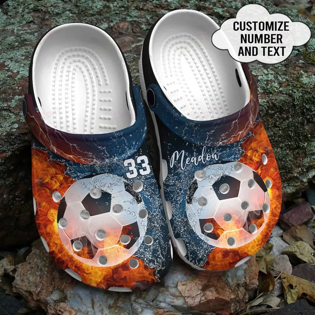 Cronocare Fire And Water Soccer Crocs Classic Clogs