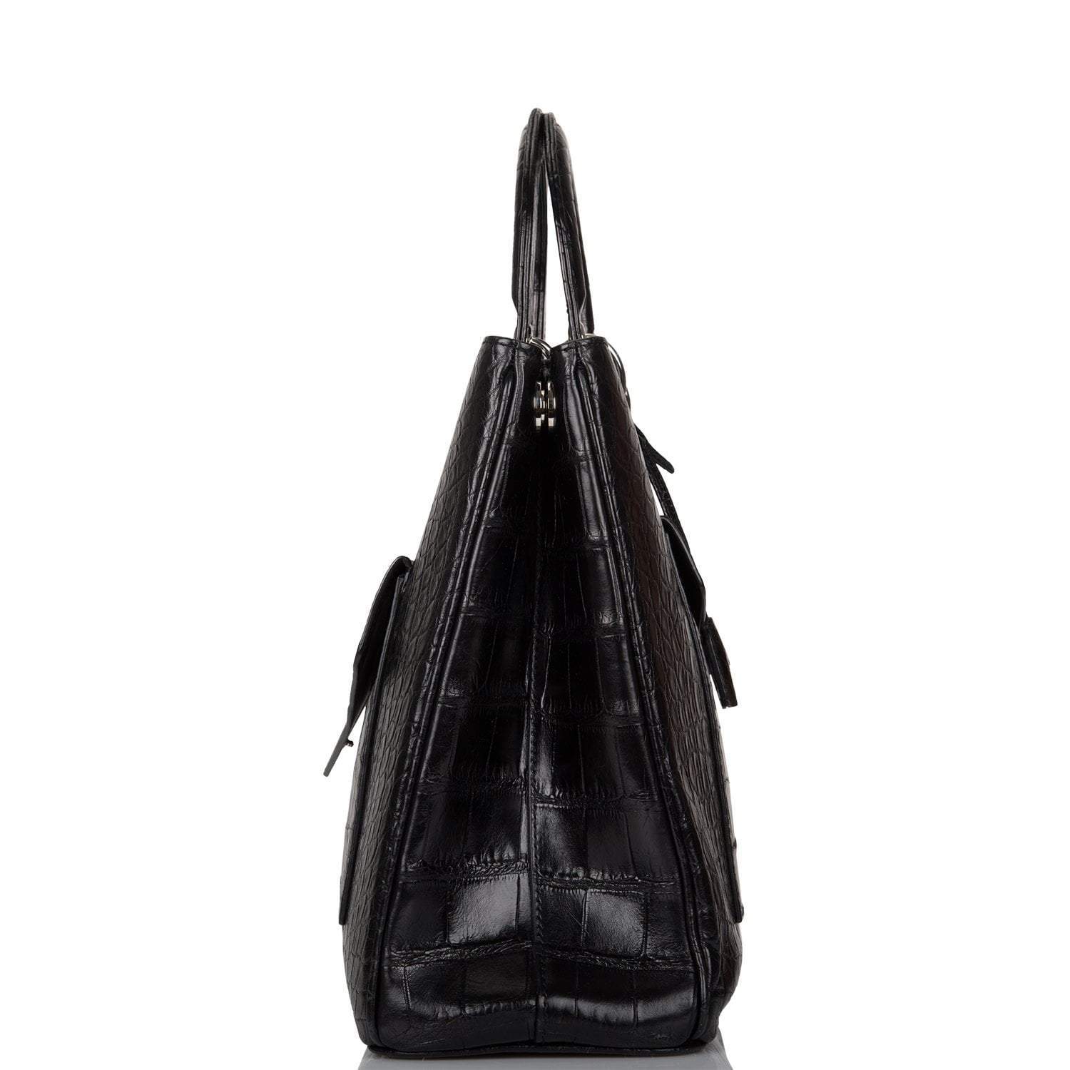 Christian Dior Black Diorissimo Pocket Matte Alligator Tote Silver Hardware