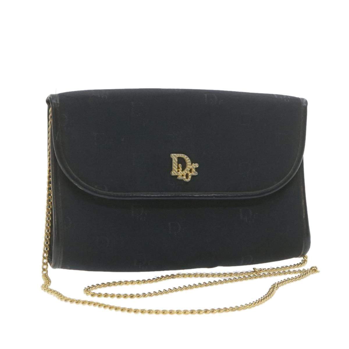 CHRISTIAN DIOR Chain Shoulder Bag Black Canvas