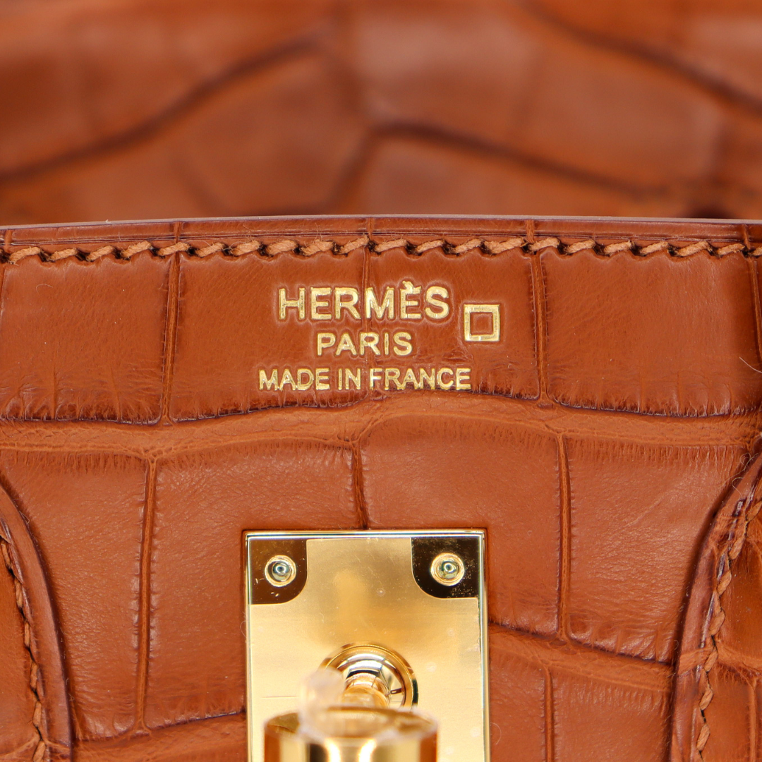 Hermes 25cm Birkin Gold Matte Alligator Gold Hardware