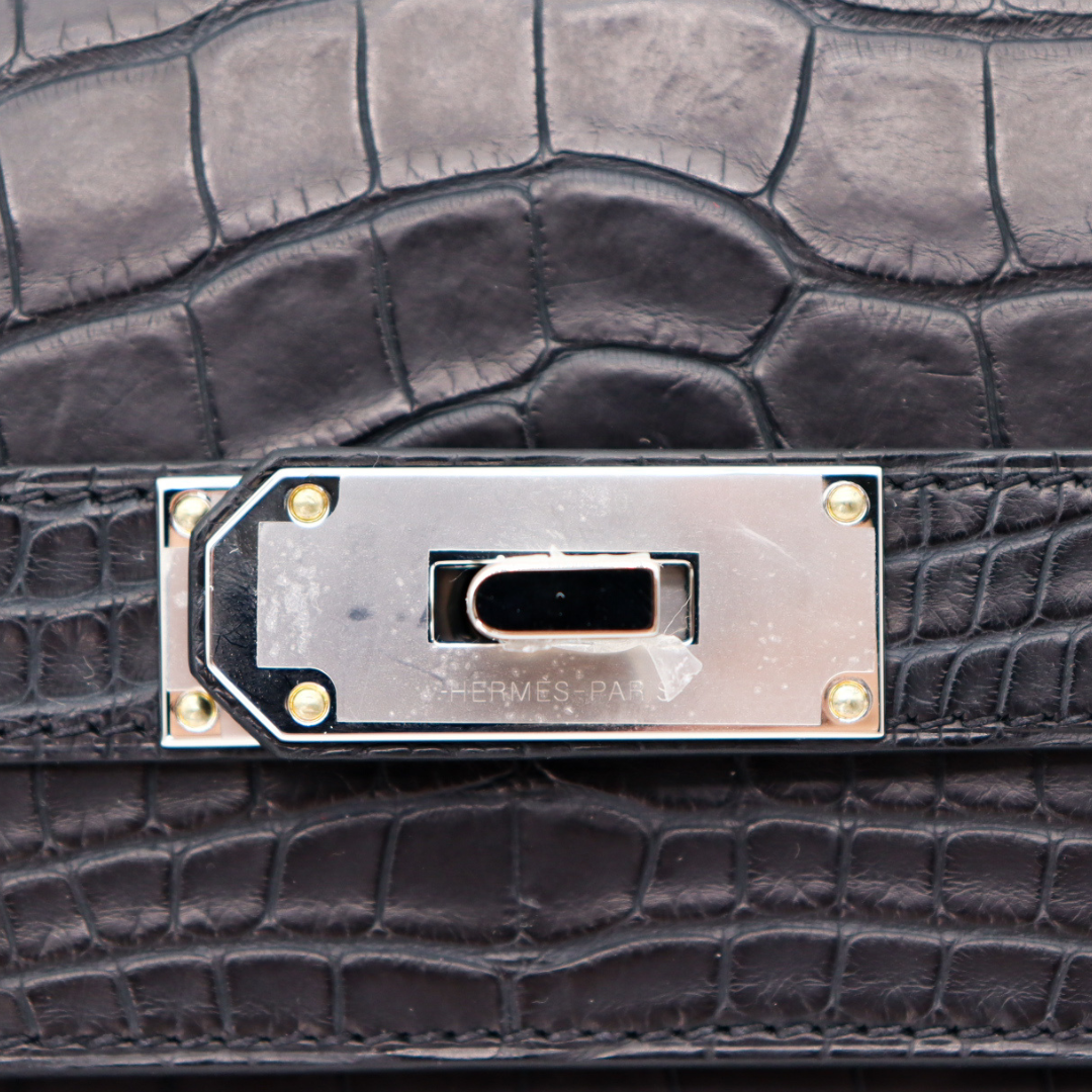 Hermes Hac a Dos PM Backpack Black Matte Alligator Palladium Hardware