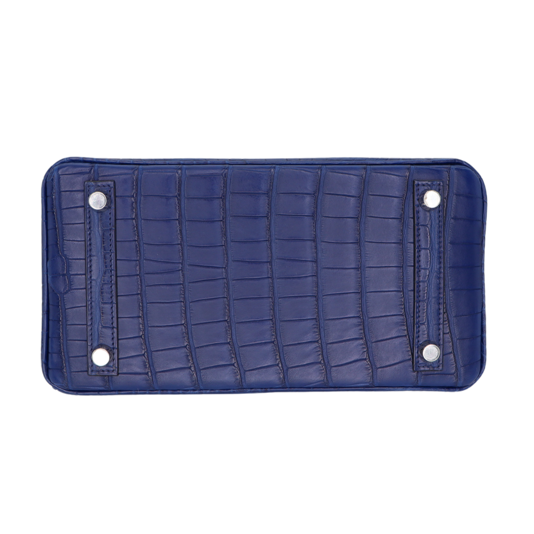 Hermes 25cm Birkin Bleu Saphir Matte Alligator Palladium Hardware