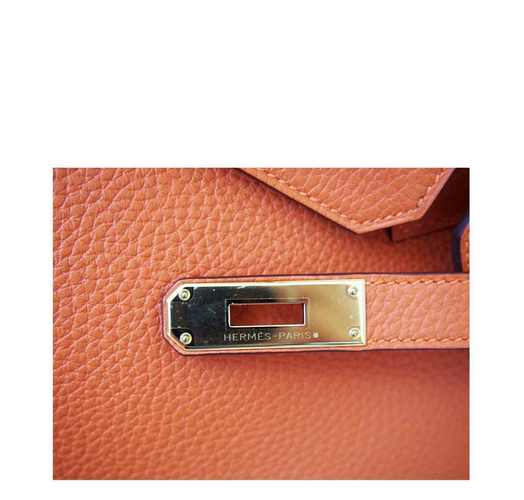 Hermes Birkin 30 Bag Orange Togo Leather