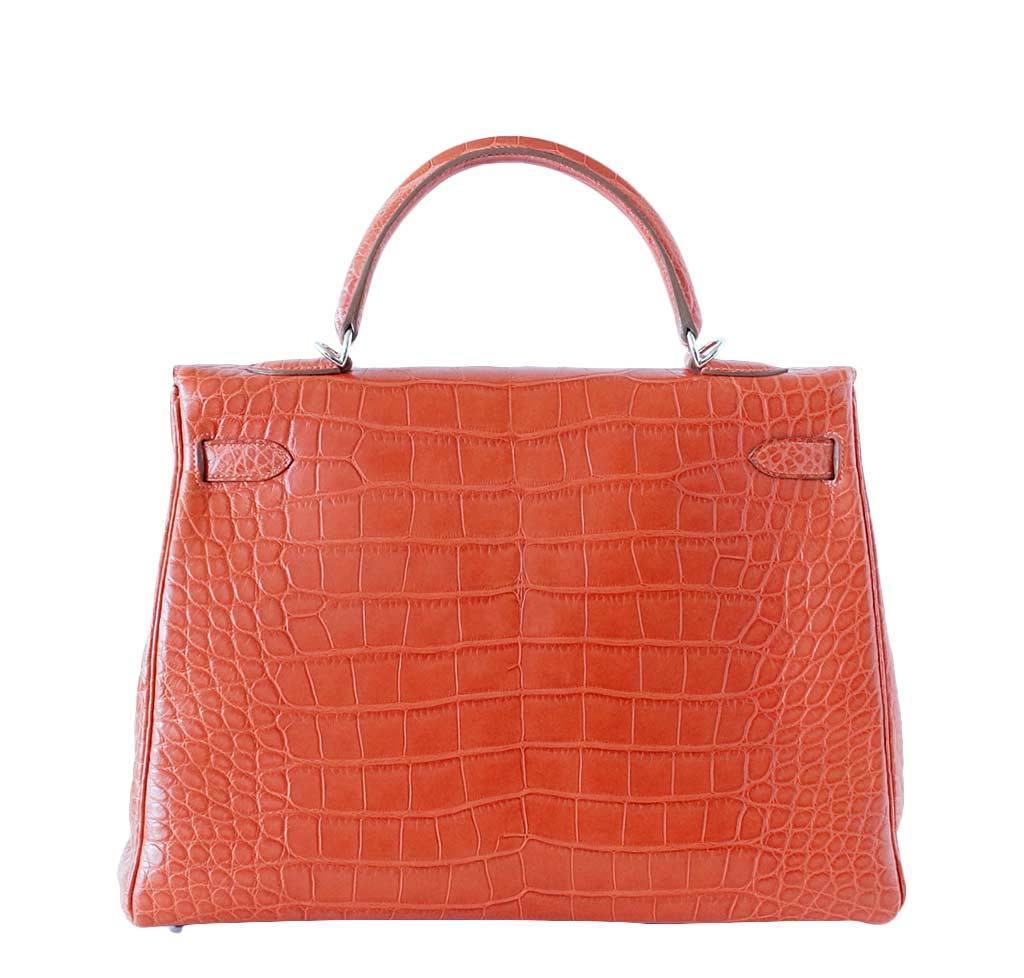 Hermes Kelly 35 Supple Alligator Sanguine Bag