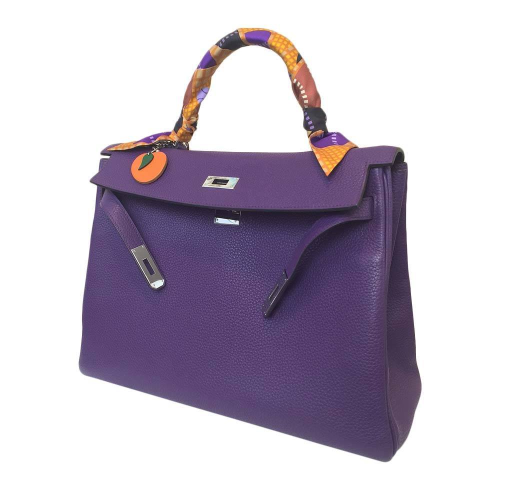 Hermes Kelly 35 Ultraviolet Bag PHW
