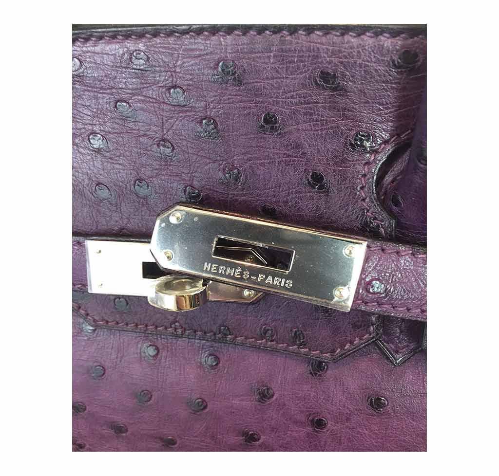 Hermes Birkin 30 Raisin Ostrich Bag