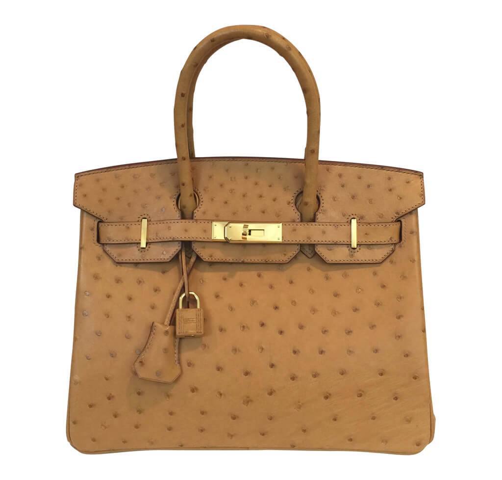 Hermes Ostrich Birkin Bag 30cm Gold
