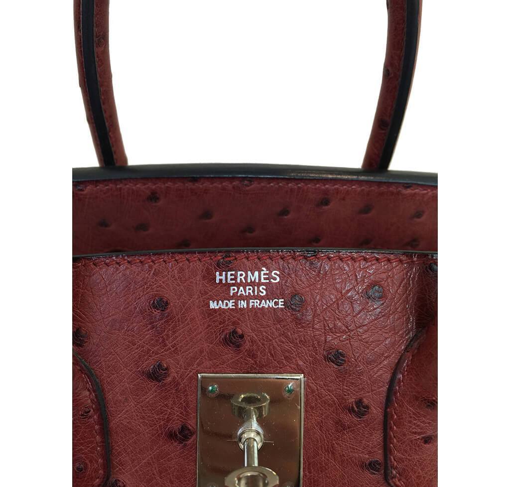 Hermes Ostrich Birkin 35 Rouge H Bag