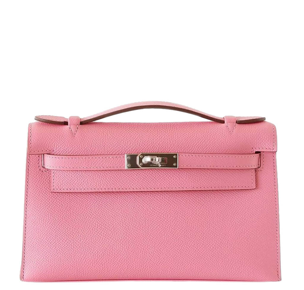 Hermes Kelly Pochette Rose Confetti Epsom Bag