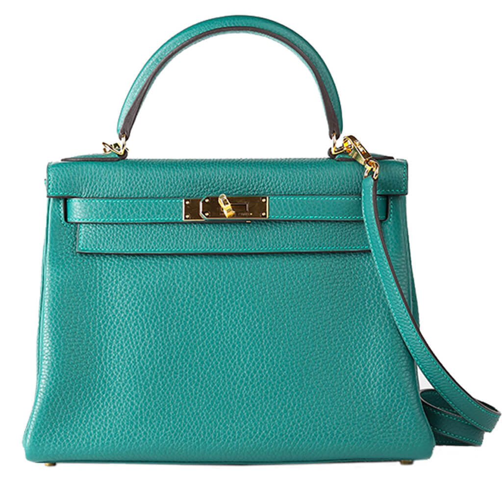 Hermes Togo Kelly 28 Bag Malachite Gold Hardware