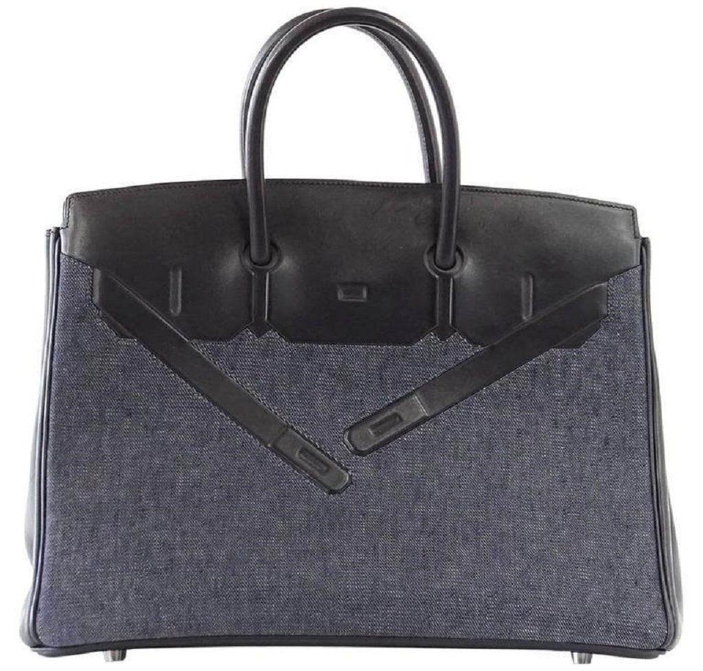 Hermes Birkin 35 Limited Edition Denim Shadow Bag