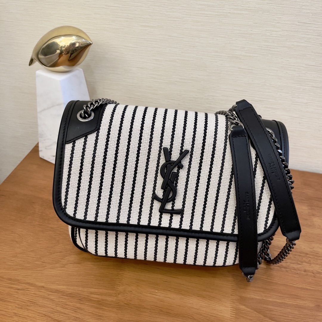 Saint Laurent Niki Medium Chain Bag In Canvas For Women 28cm YSL 633150FAACF9583