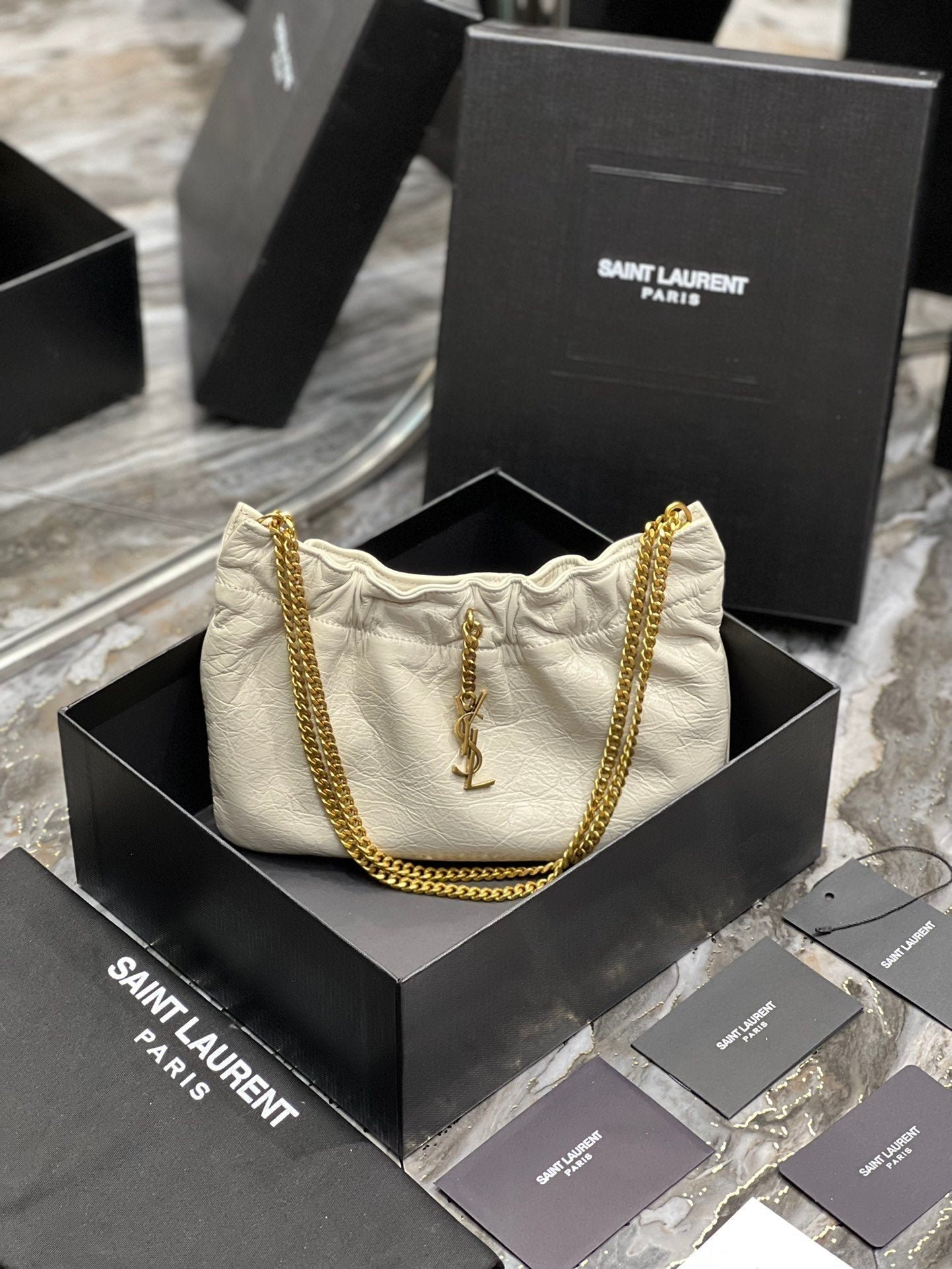 Saint Laurent Paris Mini Bag With Gold Hardware 24cm