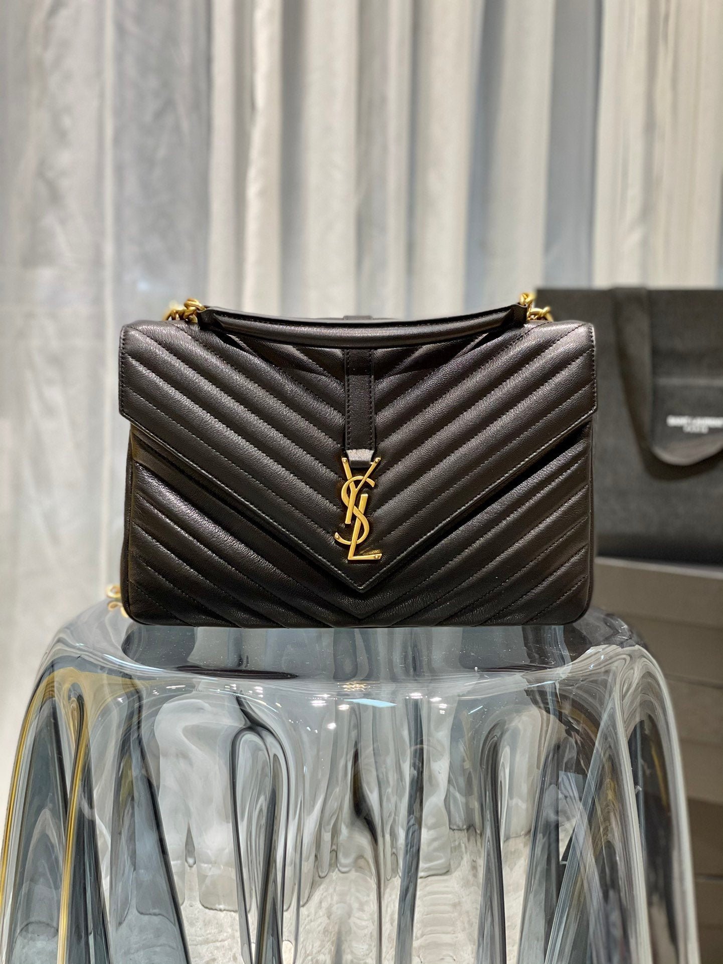 Saint Laurent College Large Chain Bag With Gold Hardware 32cm
