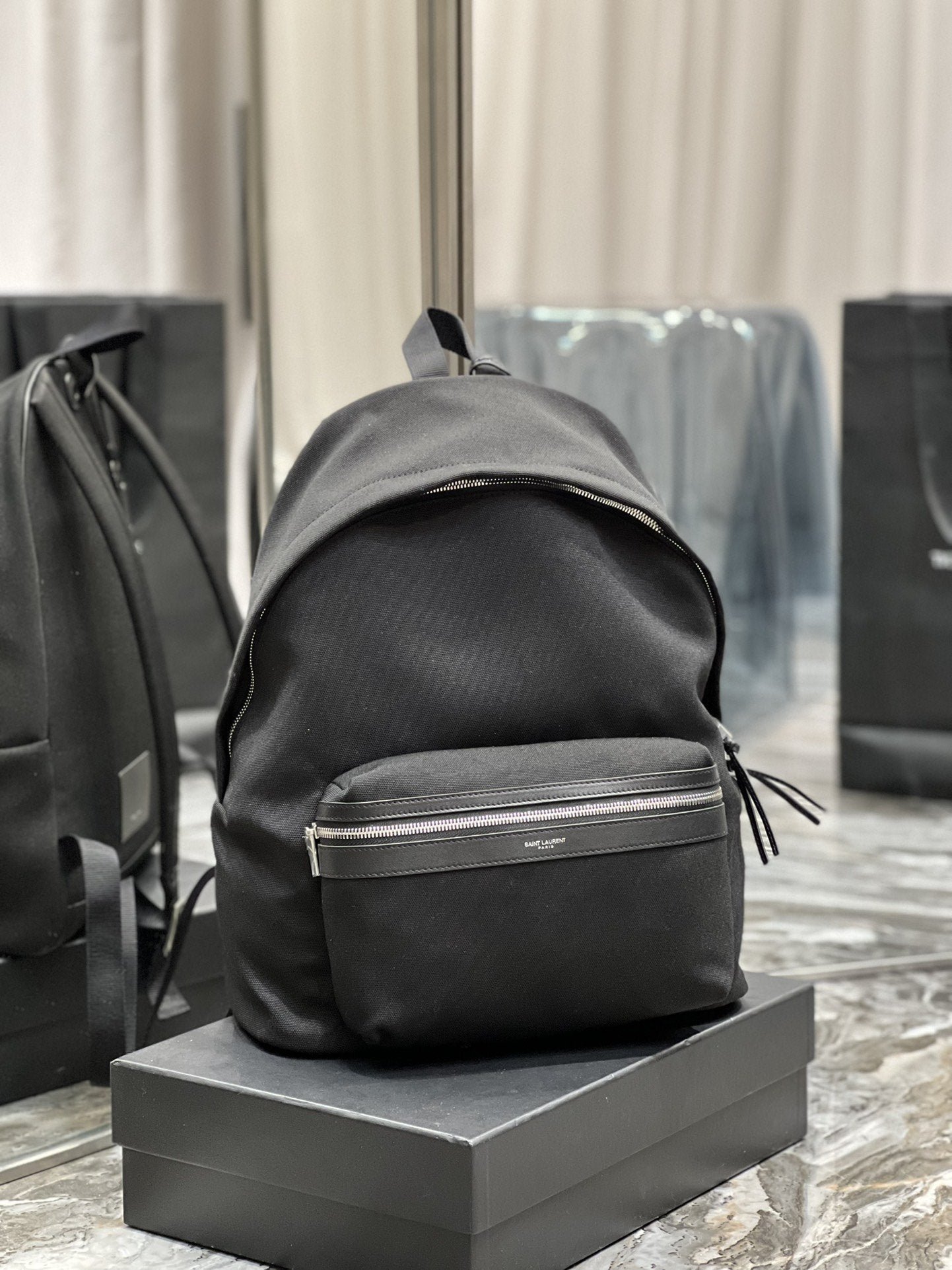 Saint Laurent City Backpack In Canvas Unisex 38cm Black
