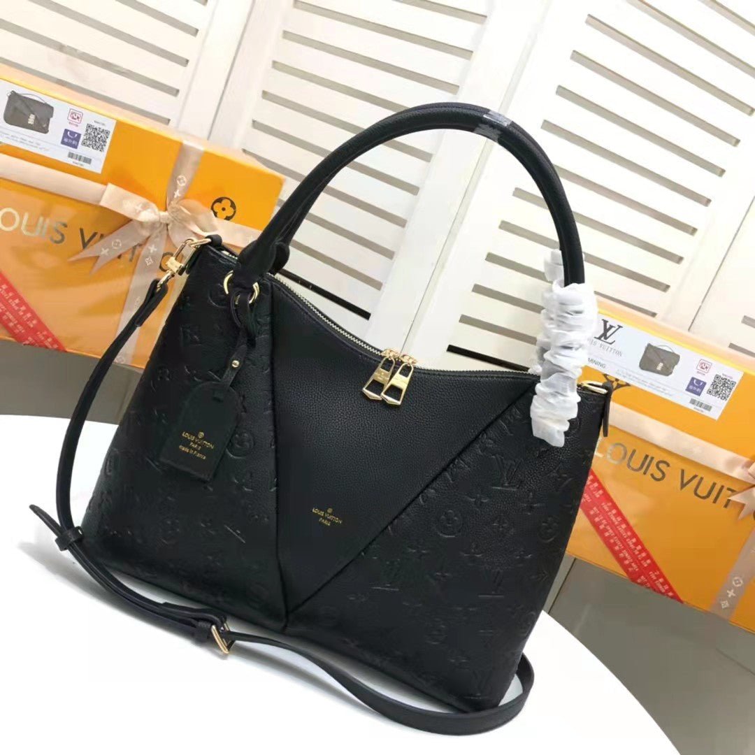 Louis Vuitton V Tote MM Bag Monogram Empreinte Canvas Spring/Summer Collection M44421 26cm Black