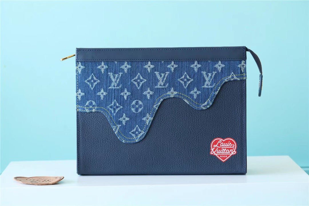 Louis Vuitton Pochette Voyage MM Monogram Drip Blue By Nigo For Pre-Spring, Mens Travel Accessories 27cm LV M45961