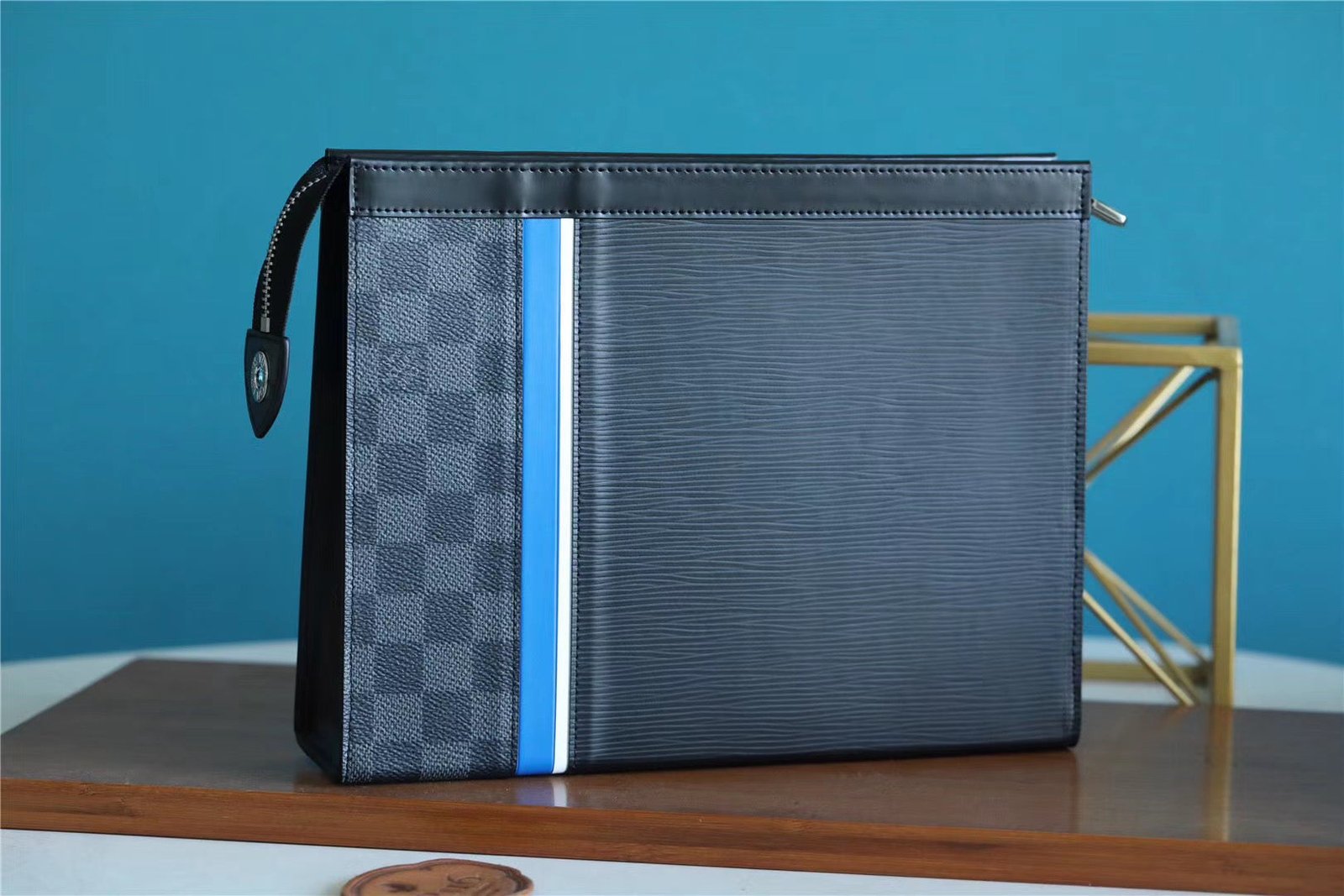 Louis Vuitton Pochette Voyage MM Epi Damier Graphite Canvas Black For Men, Mens Travel Accessories 27cm LV M56827