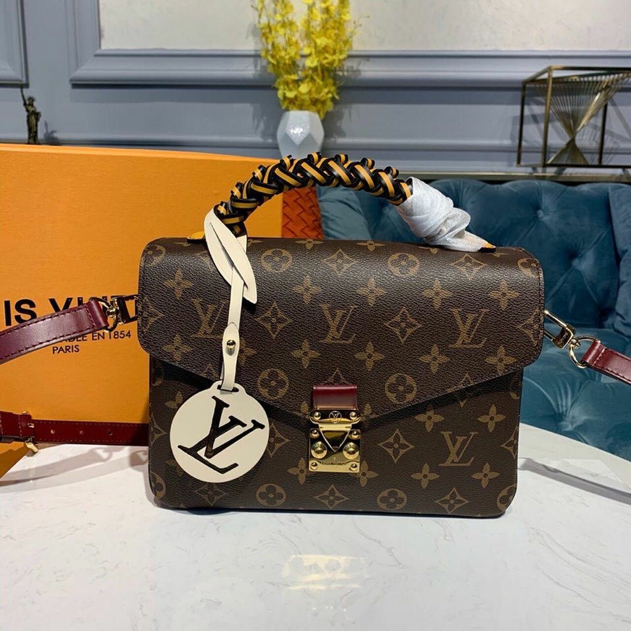 Louis Vuitton Pochette Mtis Braided Handle Bag Monogram Canvas Fall/Winter Collection M43984, Carmel/Brown