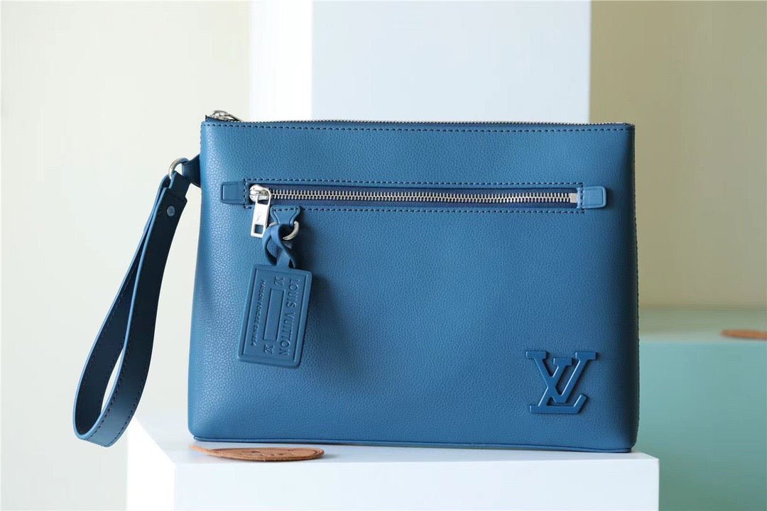 Louis Vuitton Pochette Ipad Blue Aerogram For Men, Mens Wallet 30cm LV M81029