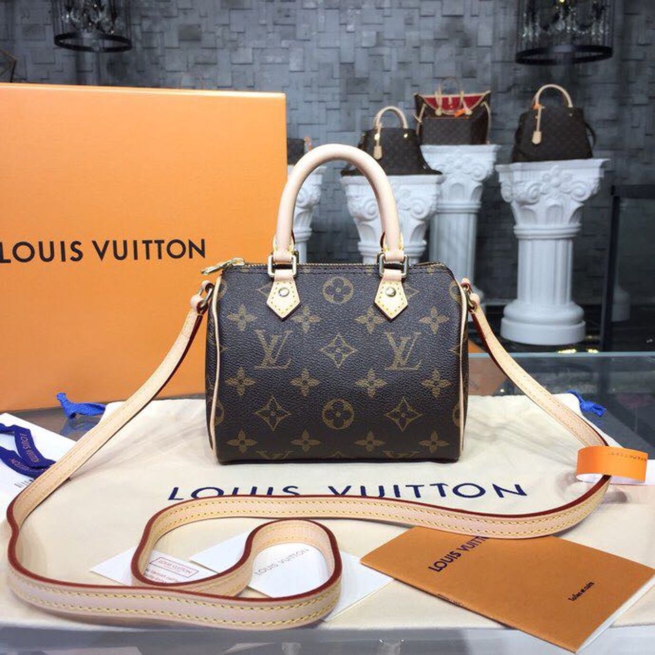 Louis Vuitton Nano Speedy Bag 16cm Monogram Canvas Spring/Summer Collection M61252, Brown
