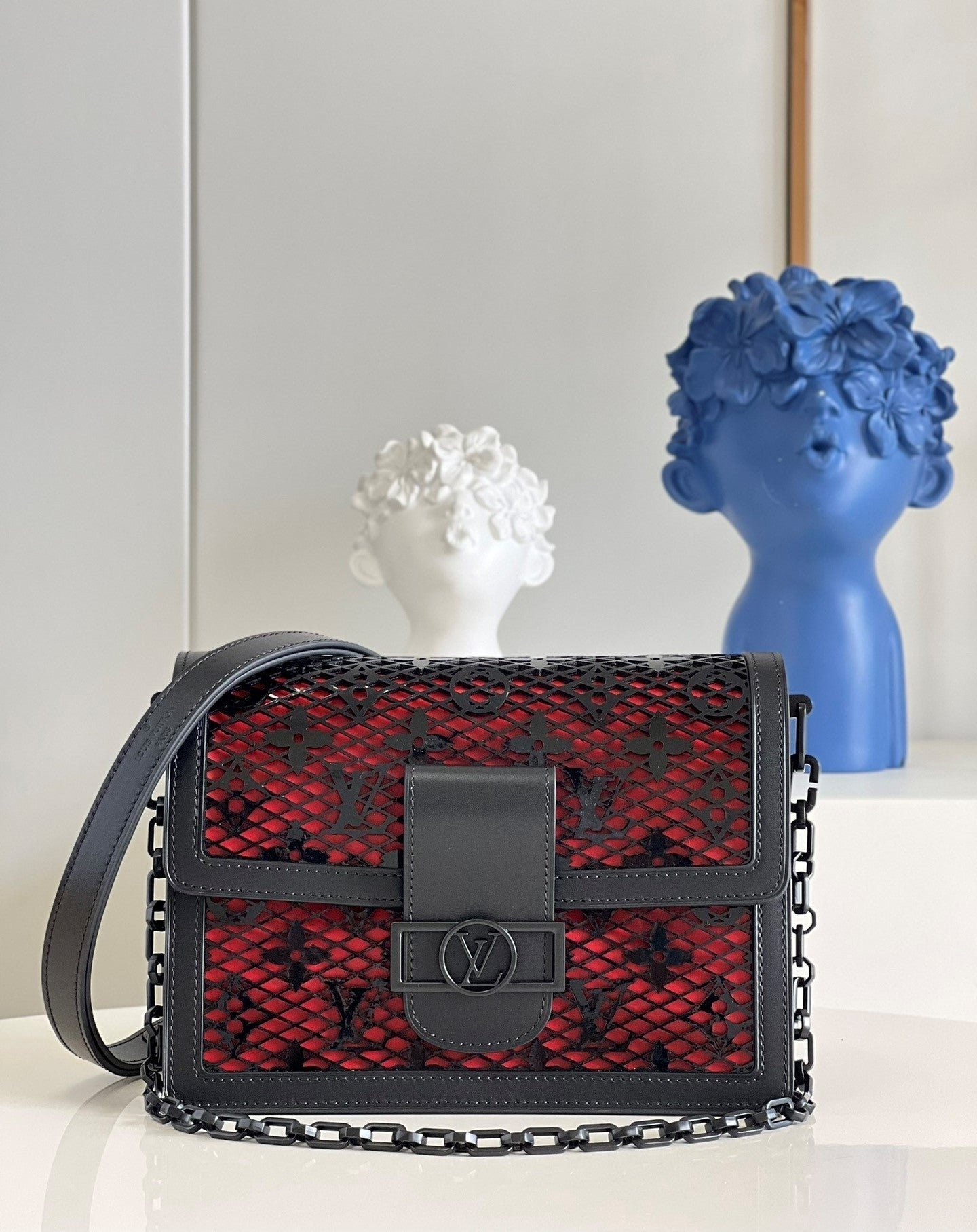 Louis Vuitton Limited Dauphine MM Bags By Nicolas Ghesquire With Monogram Lace Black For Women 25cm