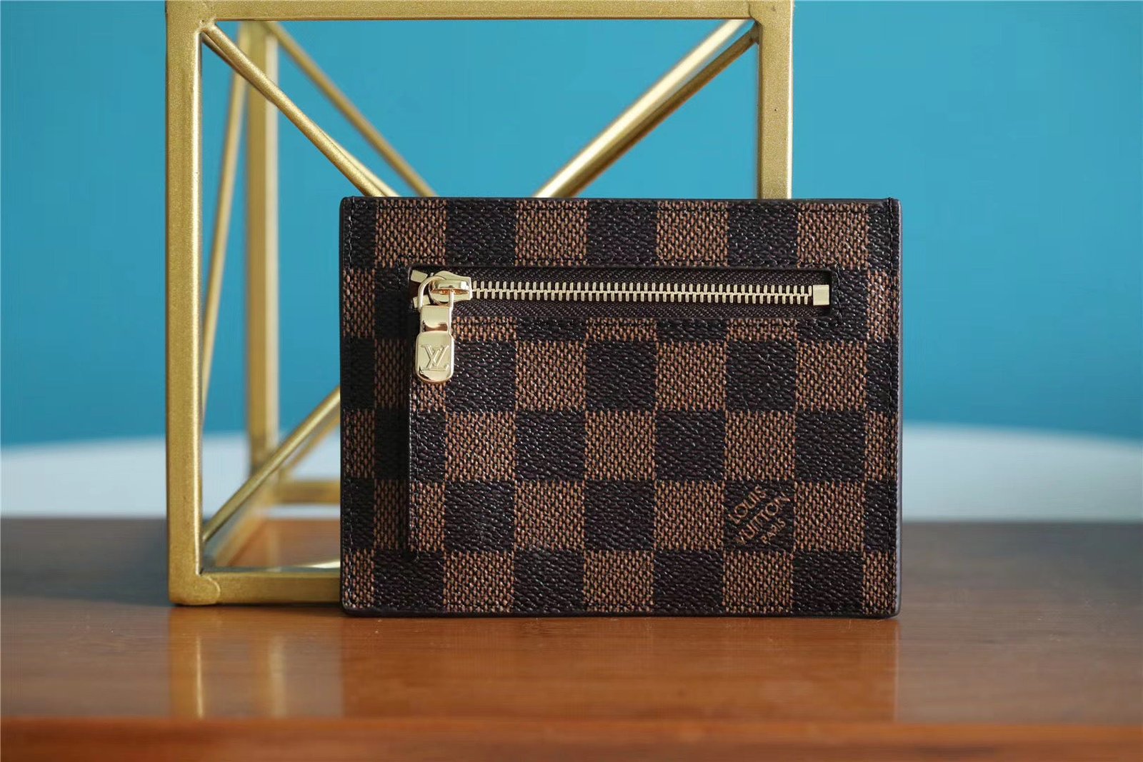 Louis Vuitton ID Card Holder Damier Graphite Canvas Brown For Men, Mens Wallet 13cm LV N60378