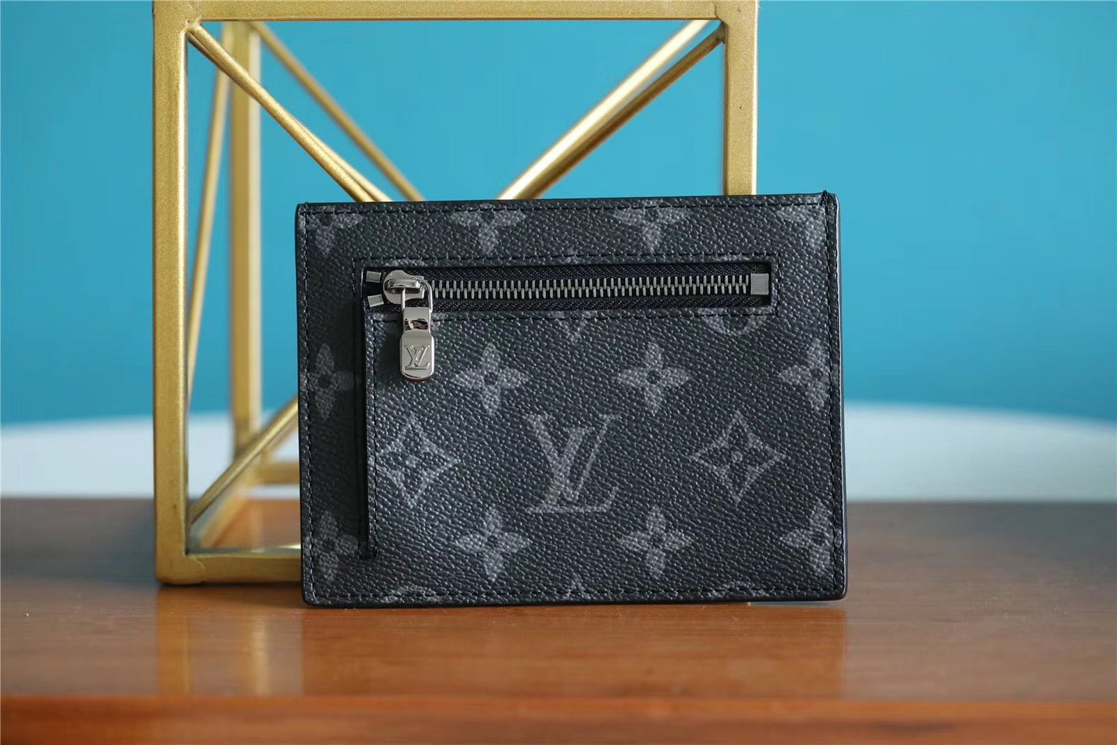 Louis Vuitton ID Card Holder Monogram Canvas Black For Men, Mens Wallet 13cm LV N60378