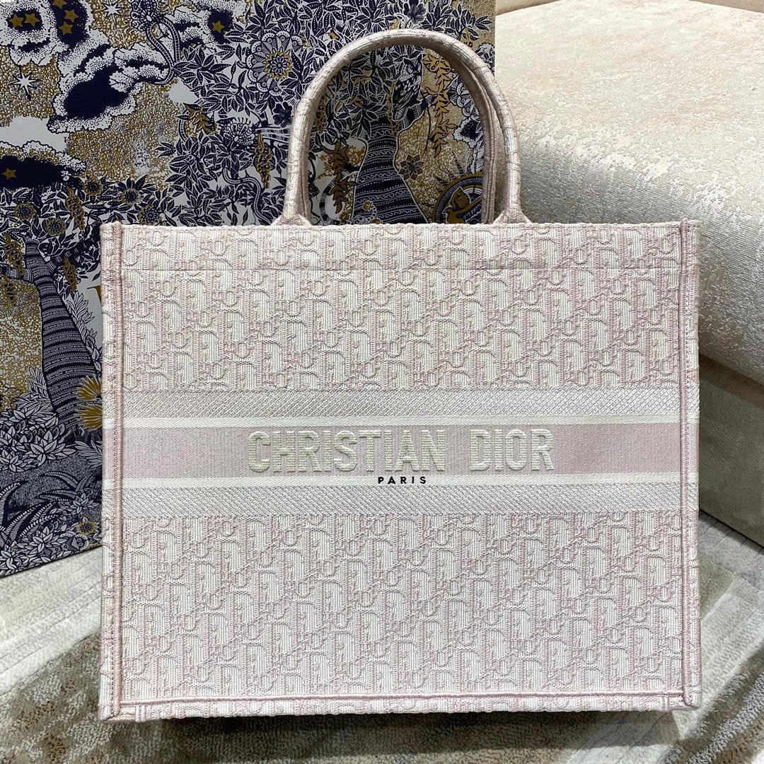 Christian Dior Book Tote Bag 42cm Light Pink