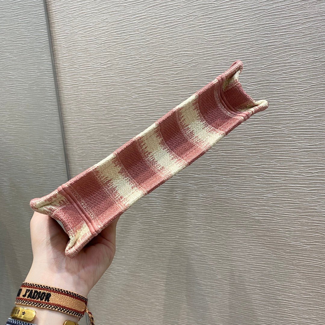 Christian Dior Pink Book Tote D-Stripes 23cm