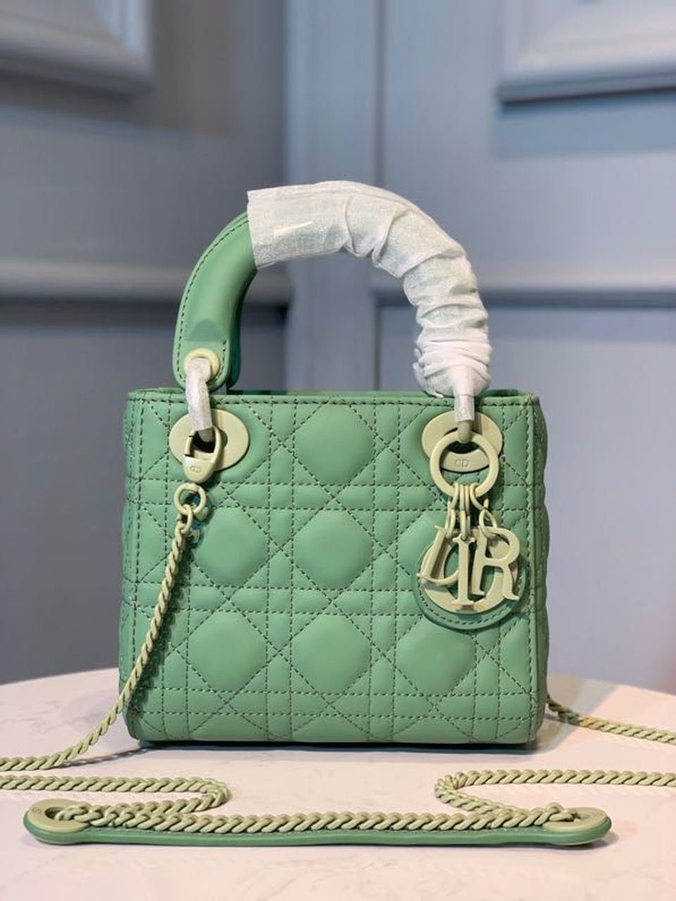 Christian Dior Mini Lady Dior Bag 18cm with Chain Matte Hardware Lambskin Leather Spring/Summer Collection, Spring Green