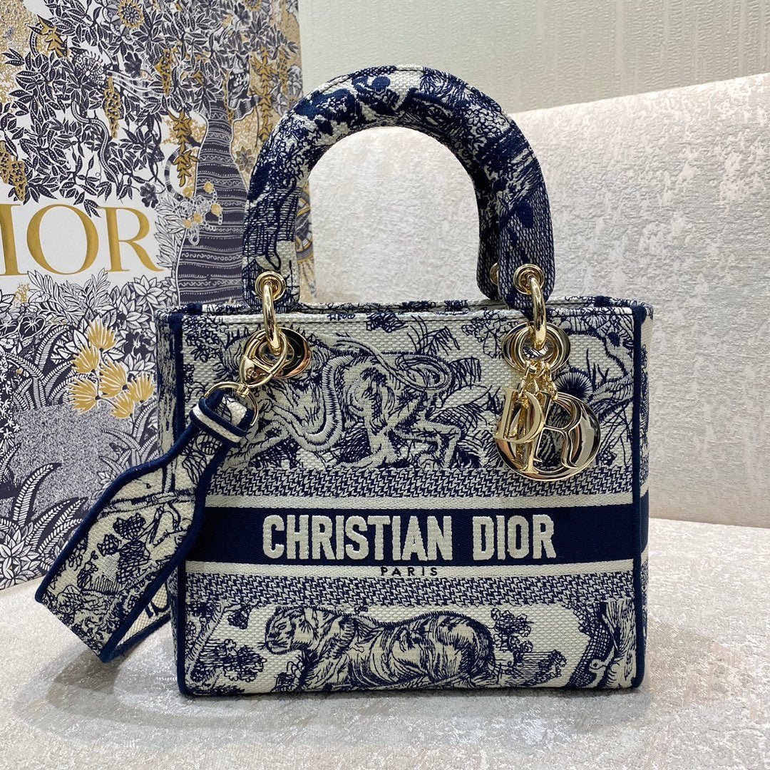 Christian Dior Medium Lady D-Lite Bag 24cm Blue