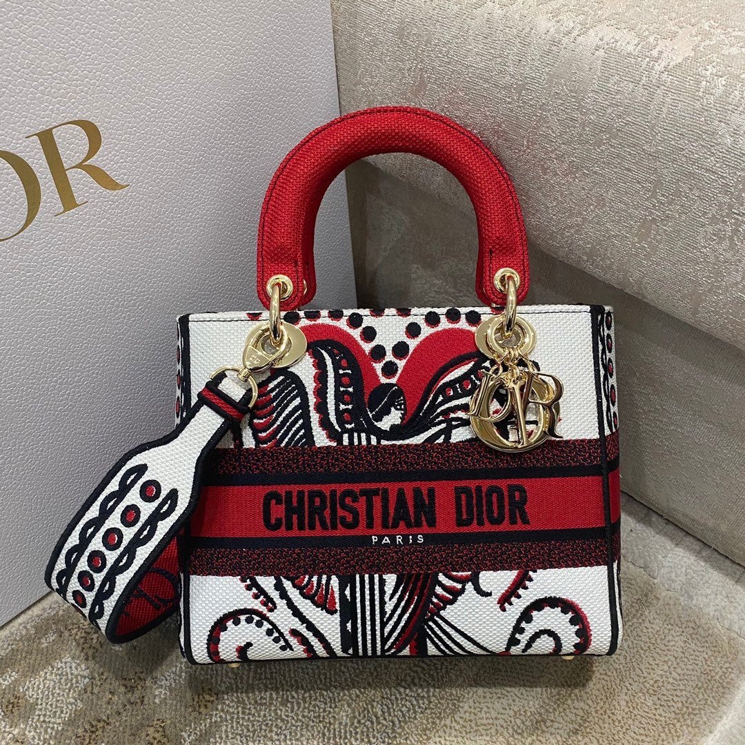 Christian Dior Medium Lady D-Lite Bag 24cm Red