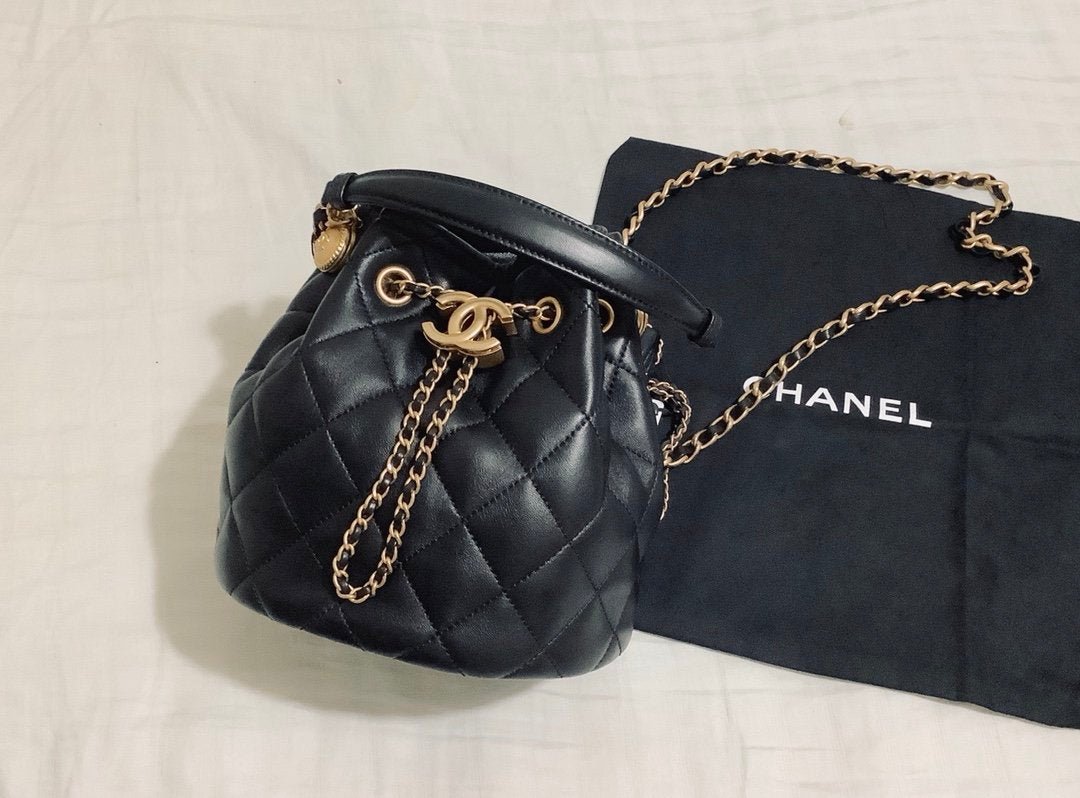 Chanel Classic Bucket Bag Gold Hardware 20cm Black