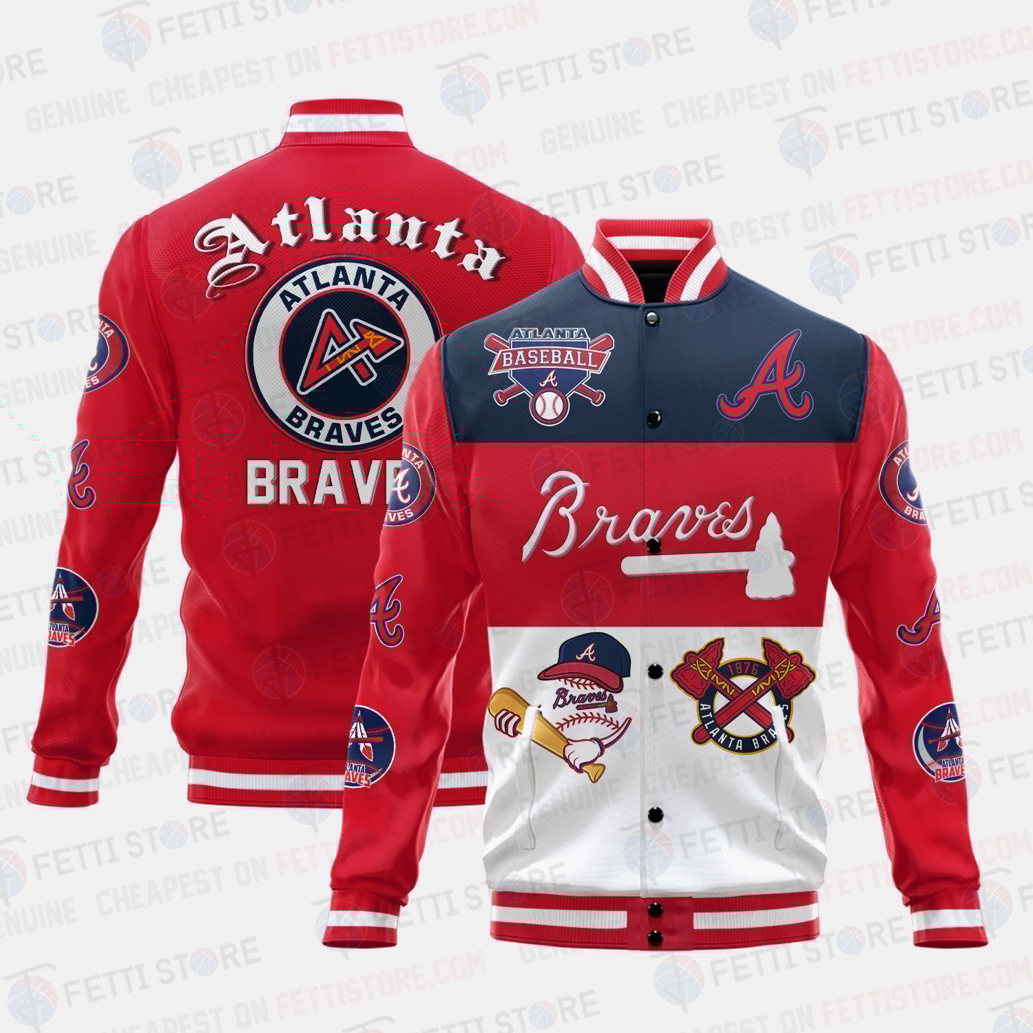 Atlanta Braves Symbol Vintage Design For Men Women Baseball Jacket Full Color