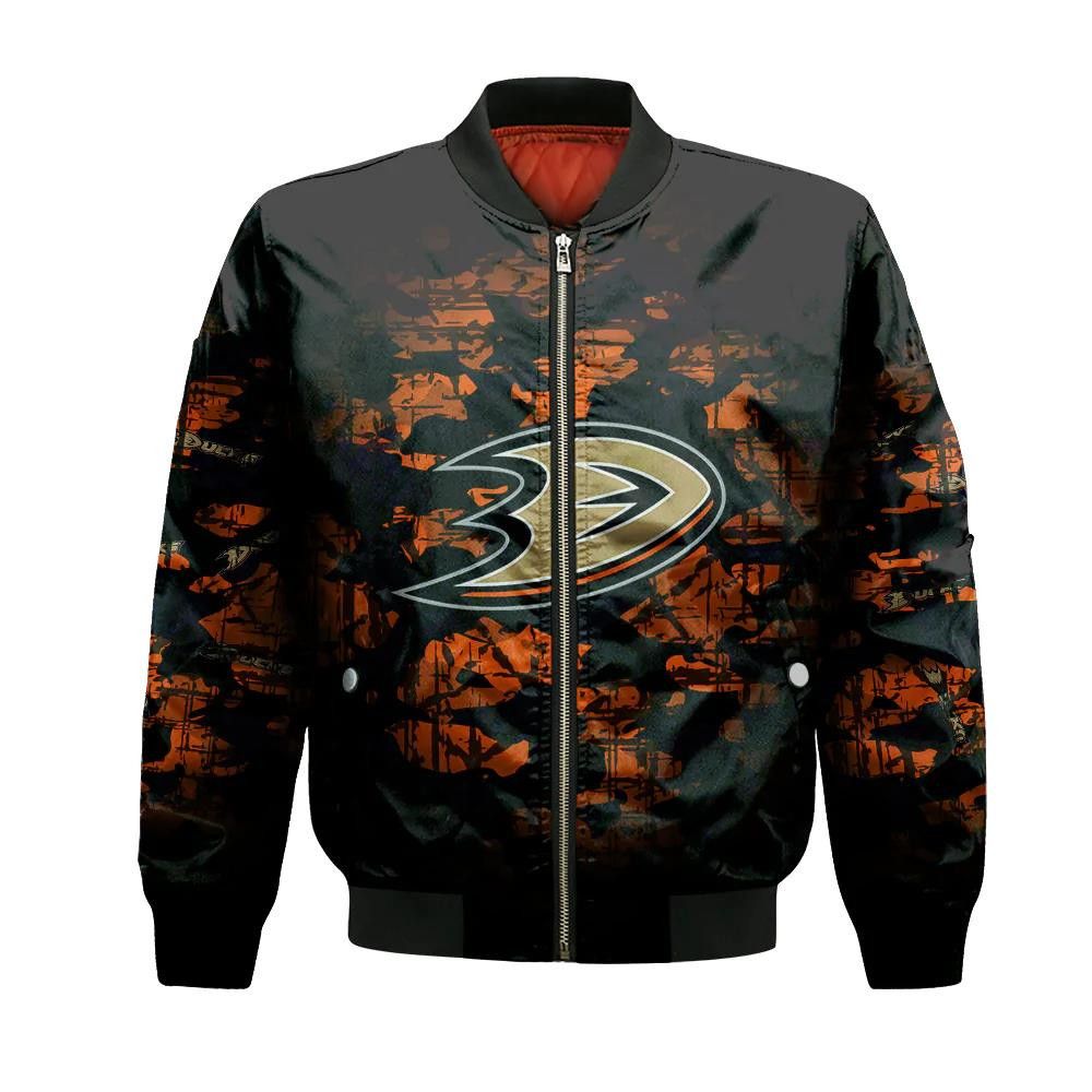 Anaheim Ducks For Men Women Bomber Jacket Printed Camouflage Vintage